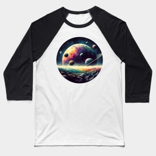 Low Poly Space View Baseball T-Shirt